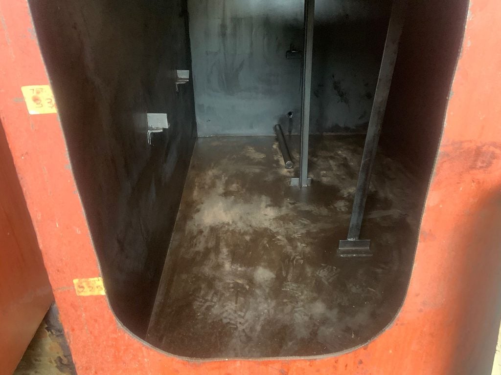 Interior of a metal tank during the decommissioning process by Eco Tank Services